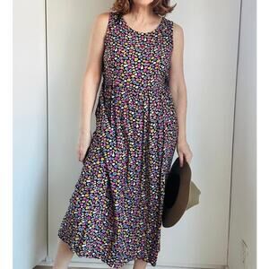 Cottage Core Floral Print Mid Dress Size medium Praire Milkmaid 90s Era Vintage